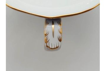ドイツ　マイセン　Meissen　コバルトブルー　金彩　二つ花　フラワー　洗練された上品なデザインが目を惹くティーカップ&ソーサー2客セット(洋食器、C&S)(R-074580)