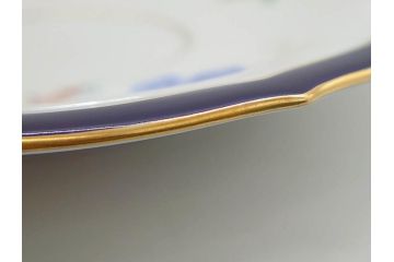 ドイツ　マイセン　Meissen　コバルトブルー　金彩　二つ花　フラワー　洗練された上品なデザインが目を惹くティーカップ&ソーサー2客セット(洋食器、C&S)(R-074580)
