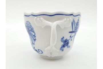 ドイツ　マイセン　Meissen　ブルーオニオン　意匠をこらした凝ったデザインが魅力的なモカカップ2客&オープンワーク透かしプレート2枚セット(皿、洋食器)(R-074581)
