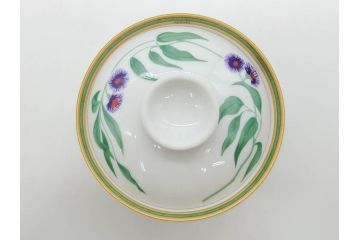 フランス　HERMES(エルメス)　トゥカン/アフリカ/ナイルの庭/シエスタ　それぞれ華やかなデザインが素敵なアジアンティーカップ&ソーサー5客セット(Toucans/AFRiCA/nile/Siesta、湯呑み、湯のみ、蓋付き、C&S、洋食器)(R-074582)