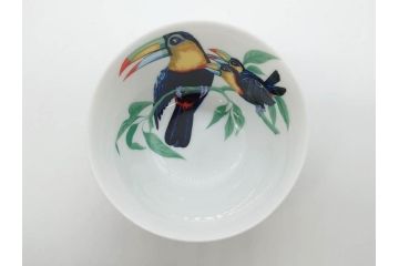 フランス　HERMES(エルメス)　トゥカン/アフリカ/ナイルの庭/シエスタ　それぞれ華やかなデザインが素敵なアジアンティーカップ&ソーサー5客セット(Toucans/AFRiCA/nile/Siesta、湯呑み、湯のみ、蓋付き、C&S、洋食器)(R-074582)