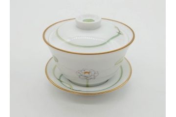 フランス　HERMES(エルメス)　トゥカン/アフリカ/ナイルの庭/シエスタ　それぞれ華やかなデザインが素敵なアジアンティーカップ&ソーサー5客セット(Toucans/AFRiCA/nile/Siesta、湯呑み、湯のみ、蓋付き、C&S、洋食器)(R-074582)