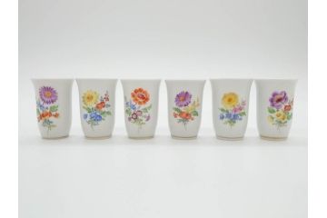 ドイツ　マイセン　Meissen　フラワー　多彩な花たちが華やぎをもたらしてくれるリキュールセット(花、ボトル、トレイ、トレー、カップ6客、酒器、洋食器)(R-074583)