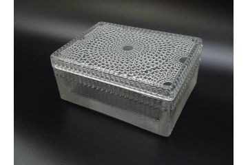アンティーク　1933〜1951年頃　レア　ルネ・ラリック(R.LALIQUE)　ローレンス(Laurens)　繊細なデザインがエレガントな雰囲気溢れるシガレットケース(ボックス、たばこ(タバコ)箱、小物入れ、アクセサリートレイ、ガラス)(R-074585)