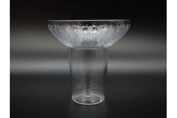 アンティーク　1920年代　ルネ・ラリック(R.LALIQUE)　ロータス(LOTUS)　グラス　花瓶　蓮の花のようなデザインが美しいゴブレット(花入れ、花器、フラワーベース)(R-074586)