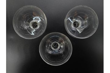 アンティーク　1950年代　ルネ・ラリック(R.LALIQUE)　バンブー(竹)　シンプルながらも洗練されたデザインに魅了されるグラス3客セット(ワイン、ゴブレット、コニャック、ブランデー、カクテル、クープ、シャンパン、シャンペン、ガラス)(R-074588)