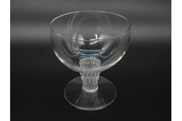 アンティーク　1950年代　ルネ・ラリック(R.LALIQUE)　バンブー(竹)　シンプルながらも洗練されたデザインに魅了されるグラス3客セット(ワイン、ゴブレット、コニャック、ブランデー、カクテル、クープ、シャンパン、シャンペン、ガラス)(R-074588)