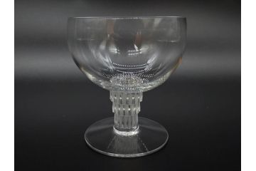 アンティーク　1950年代　ルネ・ラリック(R.LALIQUE)　バンブー(竹)　シンプルながらも洗練されたデザインに魅了されるグラス3客セット(ワイン、ゴブレット、コニャック、ブランデー、カクテル、クープ、シャンパン、シャンペン、ガラス)(R-074588)