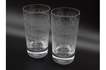 フランス　Baccarat　オールドバカラ　ローハン　タンブラー　緻密なデザインが施された上品な佇まいのハイボールグラス2客セット(バーウェア、フルレッドクリスタルガラス)(R-074592)