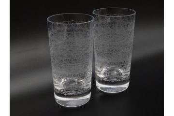フランス　Baccarat　オールドバカラ　ローハン　タンブラー　緻密なデザインが施された上品な佇まいのハイボールグラス2客セット(バーウェア、フルレッドクリスタルガラス)(R-074592)