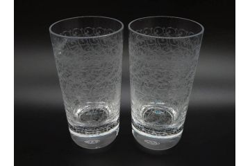フランス　Baccarat　オールドバカラ　ローハン　タンブラー　緻密なデザインが施された上品な佇まいのハイボールグラス2客セット(バーウェア、フルレッドクリスタルガラス)(R-074592)