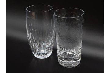 フランス　Baccarat　オールドバカラ　マッセナ　パルメ　優美なデザインが素敵なグラス2客セット(ハイボール、タンブラー、フルレッドクリスタルガラス)(R-074593)