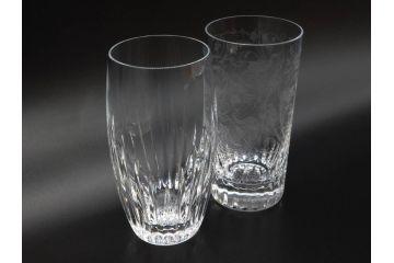 フランス　Baccarat　オールドバカラ　マッセナ　パルメ　優美なデザインが素敵なグラス2客セット(ハイボール、タンブラー、フルレッドクリスタルガラス)(R-074593)
