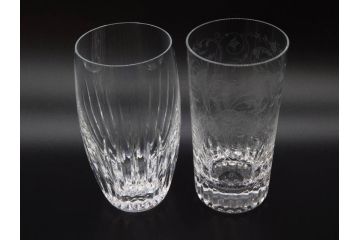 フランス　Baccarat　オールドバカラ　マッセナ　パルメ　優美なデザインが素敵なグラス2客セット(ハイボール、タンブラー、フルレッドクリスタルガラス)(R-074593)