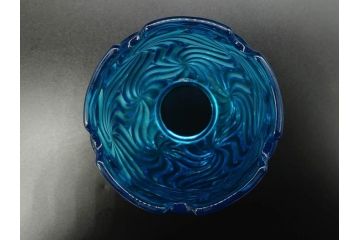 稀少!　フランス　Baccarat　オールドバカラ　ロザース(ROSACES)　ミュルティプル　キャンドルスタンド　燭台　常夜灯　澄んだブルーカラーと華やかな意匠が存在感を放つヴェイユーズ(DEPOSE刻印あり、フルレッドクリスタルガラス)(R-074594)