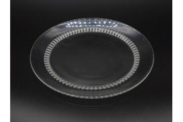 フランス　LALIQUE(ラリック)　バンブー(竹)　シンプルながらも上品な佇まいが魅力のプレート4枚セット(大・小)(皿、ガラス)(R-074596)
