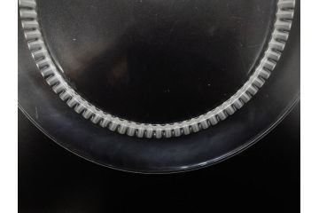 フランス　LALIQUE(ラリック)　バンブー(竹)　シンプルながらも上品な佇まいが魅力のプレート4枚セット(大・小)(皿、ガラス)(R-074596)