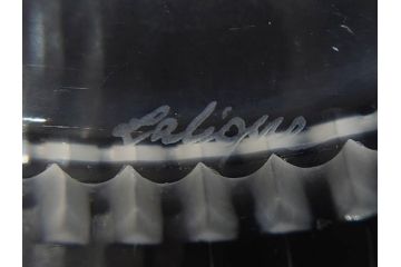 フランス　LALIQUE(ラリック)　バンブー(竹)　シンプルながらも上品な佇まいが魅力のプレート4枚セット(大・小)(皿、ガラス)(R-074596)