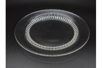 フランス　LALIQUE(ラリック)　バンブー(竹)　シンプルながらも上品な佇まいが魅力のプレート4枚セット(大・小)(皿、ガラス)(R-074596)