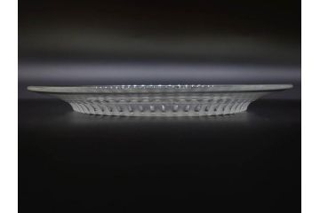 フランス　LALIQUE(ラリック)　バンブー(竹)　シンプルながらも上品な佇まいが魅力のプレート4枚セット(大・小)(皿、ガラス)(R-074596)