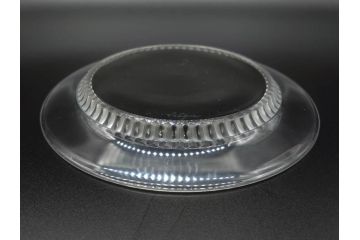 フランス　LALIQUE(ラリック)　バンブー(竹)　シンプルながらも上品な佇まいが魅力のプレート4枚セット(大・小)(皿、ガラス)(R-074596)