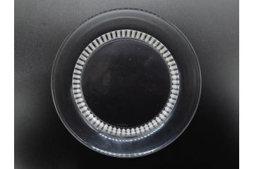 フランス　LALIQUE(ラリック)　バンブー(竹)　シンプルながらも上品な佇まいが魅力のプレート4枚セット(大・小)(皿、ガラス)(R-074596)