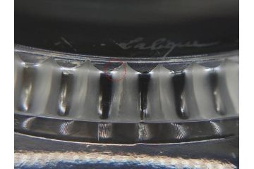 フランス　LALIQUE(ラリック)　バンブー(竹)　シンプルながらも上品な佇まいが魅力のプレート4枚セット(大・小)(皿、ガラス)(R-074596)