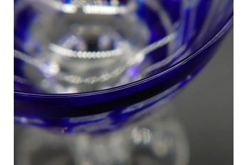 ドイツ　ドレスデンクリスタル(DRESDEN KRISTALL)　形違い　5種類　色被切子　繊細なカットと上品なブルーカラーが素敵なグラス5客セット(酒杯、ガラス)(R-074597)