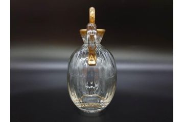 フランス　ドーム兄弟　ドームナンシー(Daum nancy)　金彩　煌びやかなゴールドのデザインが高級感漂うポット&グラス&トレー7点セット(カラフ、トレイ、グラス5客、ガラス)(R-074598)