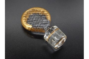 フランス　ドーム兄弟　ドームナンシー(Daum nancy)　金彩　煌びやかなゴールドのデザインが高級感漂うポット&グラス&トレー7点セット(カラフ、トレイ、グラス5客、ガラス)(R-074598)