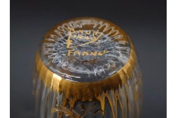 フランス　ドーム兄弟　ドームナンシー(Daum nancy)　金彩　煌びやかなゴールドのデザインが高級感漂うポット&グラス&トレー7点セット(カラフ、トレイ、グラス5客、ガラス)(R-074598)