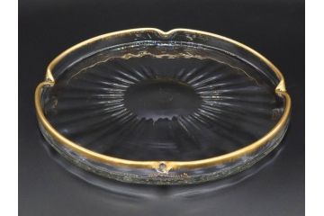 フランス　ドーム兄弟　ドームナンシー(Daum nancy)　金彩　煌びやかなゴールドのデザインが高級感漂うポット&グラス&トレー7点セット(カラフ、トレイ、グラス5客、ガラス)(R-074598)