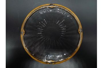 フランス　ドーム兄弟　ドームナンシー(Daum nancy)　金彩　煌びやかなゴールドのデザインが高級感漂うポット&グラス&トレー7点セット(カラフ、トレイ、グラス5客、ガラス)(R-074598)