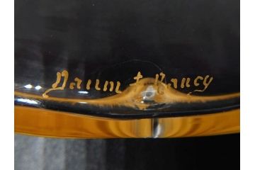 フランス　ドーム兄弟　ドームナンシー(Daum nancy)　金彩　煌びやかなゴールドのデザインが高級感漂うポット&グラス&トレー7点セット(カラフ、トレイ、グラス5客、ガラス)(R-074598)