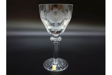 ドイツ　マイセン　Meissen　ブルーオニオン　クリスタル　M刻印　緻密なカットが美しいワイングラス6客セット(ガラス、MEISSENER BLEIKRISTALL)(R-074599)
