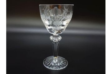 ドイツ　マイセン　Meissen　ブルーオニオン　クリスタル　M刻印　緻密なカットが美しいワイングラス6客セット(ガラス、MEISSENER BLEIKRISTALL)(R-074599)