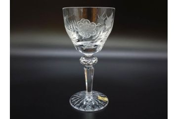 ドイツ　マイセン　Meissen　ブルーオニオン　クリスタル　M刻印　緻密なカットが美しいワイングラス6客セット(ガラス、MEISSENER BLEIKRISTALL)(R-074599)