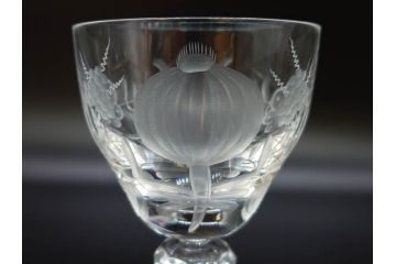 ドイツ　マイセン　Meissen　ブルーオニオン　クリスタル　M刻印　緻密なカットが美しいワイングラス6客セット(ガラス、MEISSENER BLEIKRISTALL)(R-074599)