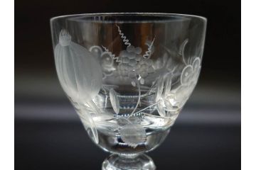 ドイツ　マイセン　Meissen　ブルーオニオン　クリスタル　M刻印　緻密なカットが美しいワイングラス6客セット(ガラス、MEISSENER BLEIKRISTALL)(R-074599)