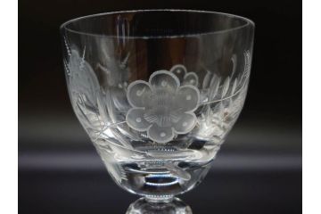 ドイツ　マイセン　Meissen　ブルーオニオン　クリスタル　M刻印　緻密なカットが美しいワイングラス6客セット(ガラス、MEISSENER BLEIKRISTALL)(R-074599)
