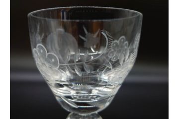 ドイツ　マイセン　Meissen　ブルーオニオン　クリスタル　M刻印　緻密なカットが美しいワイングラス6客セット(ガラス、MEISSENER BLEIKRISTALL)(R-074599)