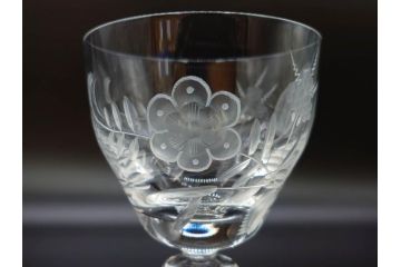 ドイツ　マイセン　Meissen　ブルーオニオン　クリスタル　M刻印　緻密なカットが美しいワイングラス6客セット(ガラス、MEISSENER BLEIKRISTALL)(R-074599)