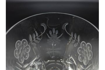 ドイツ　マイセン　Meissen　ブルーオニオン　クリスタル　M刻印　緻密なカットが美しいワイングラス6客セット(ガラス、MEISSENER BLEIKRISTALL)(R-074599)