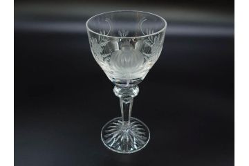 ドイツ　マイセン　Meissen　ブルーオニオン　クリスタル　M刻印　緻密なカットが美しいワイングラス6客セット(ガラス、MEISSENER BLEIKRISTALL)(R-074599)