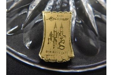 ドイツ　マイセン　Meissen　ブルーオニオン　クリスタル　M刻印　緻密なカットが美しいワイングラス6客セット(ガラス、MEISSENER BLEIKRISTALL)(R-074599)