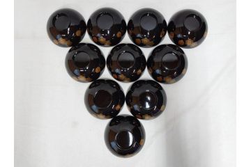 輪島塗　花寄　約14cm　4.6寸　丁寧に描かれた蒔絵が上品な雰囲気を高める吸物椀10客セット(お椀、漆器、和食器、黒漆、共箱付き、四寸六分)(R-074600)