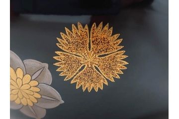 輪島塗　花寄　約14cm　4.6寸　丁寧に描かれた蒔絵が上品な雰囲気を高める吸物椀10客セット(お椀、漆器、和食器、黒漆、共箱付き、四寸六分)(R-074600)