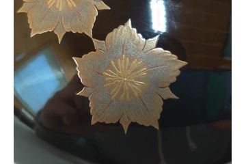 輪島塗　花寄　約14cm　4.6寸　丁寧に描かれた蒔絵が上品な雰囲気を高める吸物椀10客セット(お椀、漆器、和食器、黒漆、共箱付き、四寸六分)(R-074600)