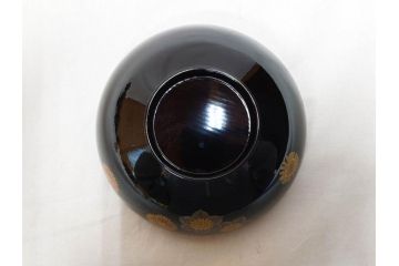 輪島塗　花寄　約14cm　4.6寸　丁寧に描かれた蒔絵が上品な雰囲気を高める吸物椀10客セット(お椀、漆器、和食器、黒漆、共箱付き、四寸六分)(R-074600)
