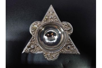 1874年頃　銀細工師　チャールズ・フォックス　Charles Fox　スターリングシルバー　ソルトディッシュ&スプーン4個セット(塩入れ、箱入り、スプーン付き、SV925、STERLING SILVER)(R-074601)